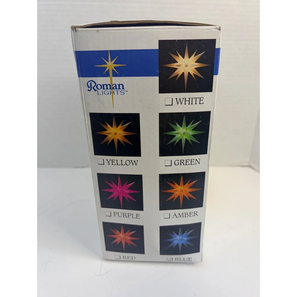 Vtg Roman Lights Moravian Star of Bethlehem Lighted 14 Inch Blue Indoor Outdoor